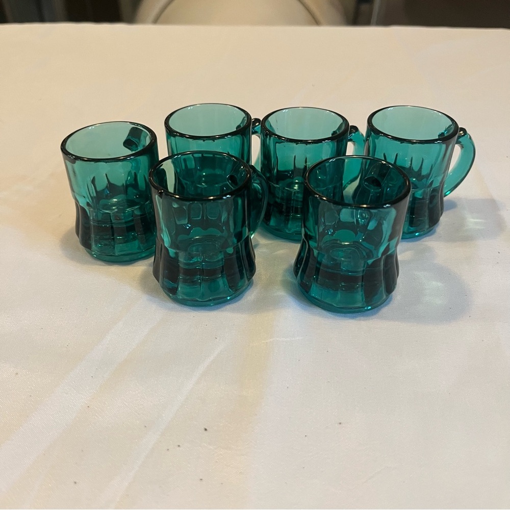 Federal Glass 1940's Teal Miniature Toy Mug Shot Glass